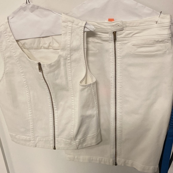 Seven for all mankind denim white zip up skirt ensemble - Picture 2 of 2